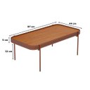 Ver imagem 3 de Mesa de Centro Melin P 87x44 Nature com Pés Metálicos Cobre Detalhes em Couro - Ofertamo