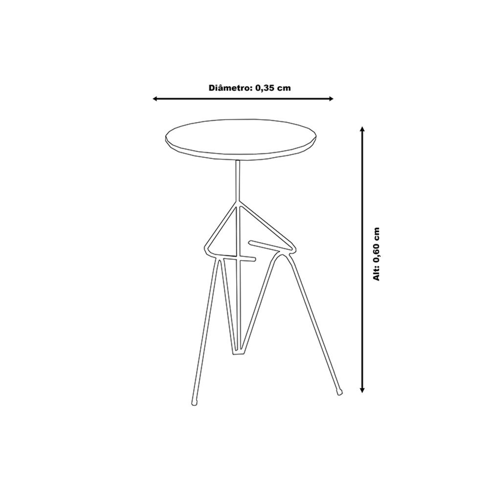 Mesa De Canto Lateral Mesinha Bambino Dourado - Branco - 5