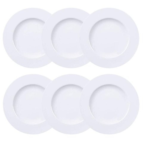 6 Pratos 17cm Pratinhos Pão Branco Café da Manhã Porcelana