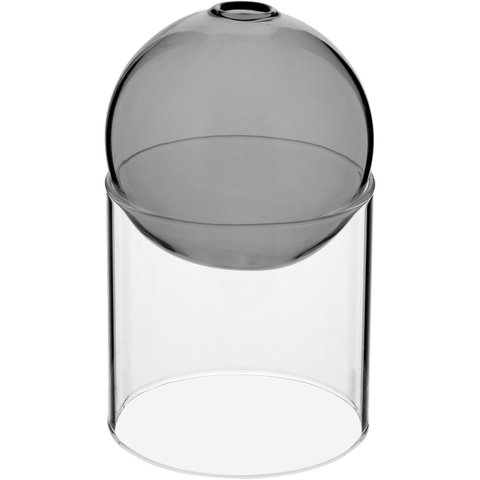 Vaso Decorativo de Vidro Cinza 13x13x13cm Enfeite Sala Mesa Estante Aparador