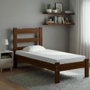 Ver imagem 1 de Cama Solteiro em Madeira Maciça Reforçada Castanho
