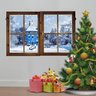 Adesivo de Parede Janela Falsa Natal Neve 01-Pequeno 80x50cm - 1