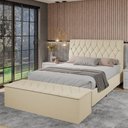 Ver imagem 2 de Cabeceira C/ Calçadeira Baú Istambul Cama Box Casal Bege