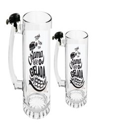 Kit 2 Caneca Chopp com Campinha Sino Chama Garçom de Bar Boteco Copo Cerveja Vidro Premium 450ml - 2