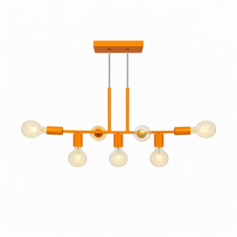 Pendente Rubis Aluminio Teto e27 7 Luzes Lumini Lab - Laranja Brilhante