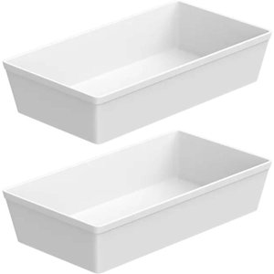 Kit 2 Travessas Retangulares Gn 1/3 Buffet Plásticas 3l Brancas Pratos para Servir Mesa Coza Uno