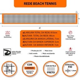 Rede Beach Tennis Zaka Laranja 8,10m x 0,80m - 7