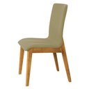 Ver imagem 4 de Kit 6 Cadeiras de Jantar Diamante Estofadas em Veludo Bege Base Madeira Maciça Mel