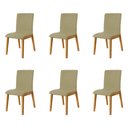 Ver imagem 2 de Kit 6 Cadeiras de Jantar Diamante Estofadas em Veludo Bege Base Madeira Maciça Mel