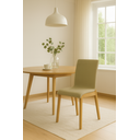 Ver imagem 1 de Kit 6 Cadeiras de Jantar Diamante Estofadas em Veludo Bege Base Madeira Maciça Mel