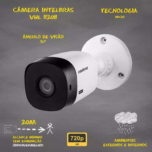 Kit 10 Cameras Hd 720p Ir 20 Mts Vhc 1120B Intelbras, Dvr 16 Canais Intelbras, Hd 1TB, Cabo, Fonte,  - 4