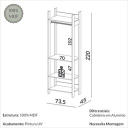 Módulo para Closet Cabideiro 220cm Tw402 - 3