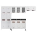 Ver imagem 2 de Cozinha Completa Modulada de Aço 4 Peças com Vidros e Gabinete Pia Multimóveis Cr20352 Branco