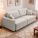 Ver imagem 1 de Sofá 3 Lugares Retrátil Reclinável 250cm Bering F04 Linho Impermeável Bege Acinzentado - Lyam Decor