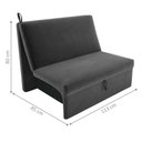 Ver imagem 4 de Sofá Cama Ícone 2 Lugares 113cm Cinza Suede Matrix Moderno Assento D20 Alça Frontal