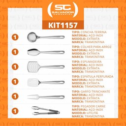 Kit Utensílios de Cozinha para Servir e Preparar Extrata Aço Inox 6 Peças - Tramontina - 2
