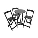 Ver imagem 1 de Mesa Bistrô Dobrável de Madeira Redonda com 3 Banquetas Preta - Cor: Preto