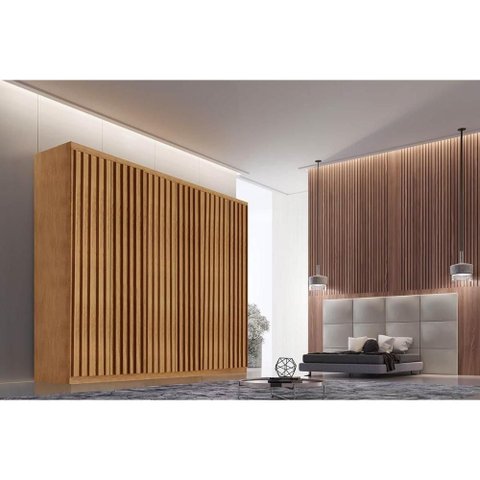 Guarda Roupa Casal 6 Portas Ripadas e 4 Gavetas Denver Premium Naturale - Rufato