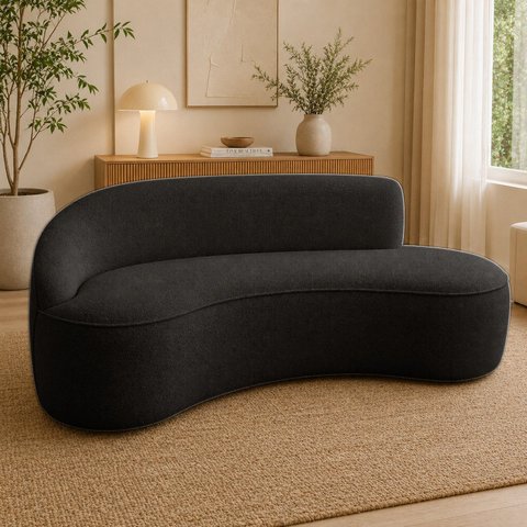 Sofá Luxuoso Sala de Estar 150cm Lado Direito Bouclé Solenne