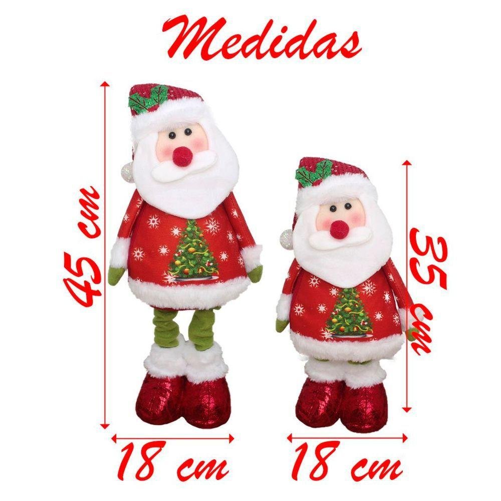 Decoração Trio Natal Papai Noel Boneco de Neve e Rena Perna Ajustável 45cm - 4