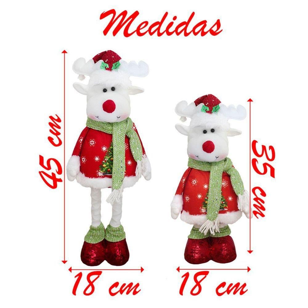 Decoração Trio Natal Papai Noel Boneco de Neve e Rena Perna Ajustável 45cm - 6