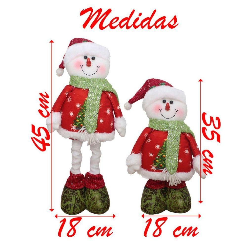 Decoração Trio Natal Papai Noel Boneco de Neve e Rena Perna Ajustável 45cm - 5