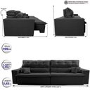 Ver imagem 3 de Sofá Retrátil e Reclinável 2,52m Luxos Cama Inbox Velusoft Preto
