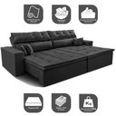 Ver imagem 4 de Sofá Retrátil e Reclinável 2,52m Luxos Cama Inbox Velusoft Preto