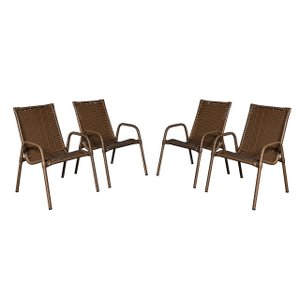 Kit 4 Cadeiras Ipanema Area Externa, Jardim Junco Chocolate