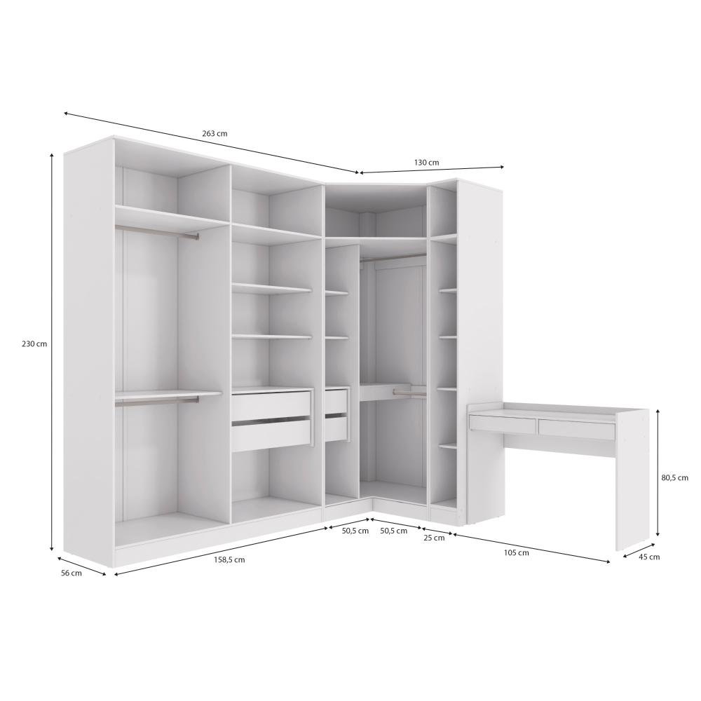 Conjunto Closet Kappesberg Adapt Branco 4 Peças 263cm X 235cm - 3