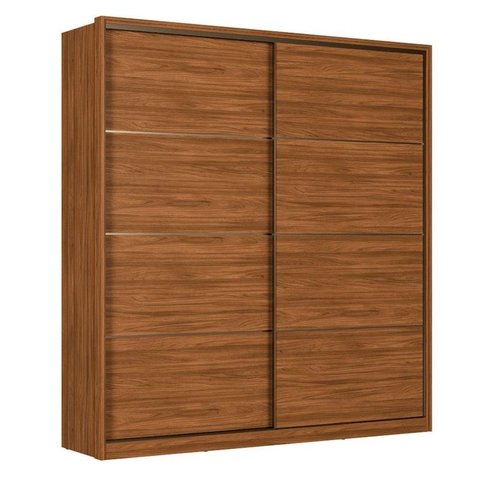 Guarda Roupa Casal Belga 2 Portas Deslizantes Flex -demobile:nogueira Touch / Preto Prime Tx