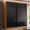 Ver imagem 4 de Guarda Roupa Casal Belga 2 Portas Deslizantes Flex -demobile:nogueira Touch / Preto Prime Tx