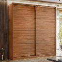 Ver imagem 2 de Guarda Roupa Casal Belga 2 Portas Deslizantes Flex -demobile:nogueira Touch / Preto Prime Tx