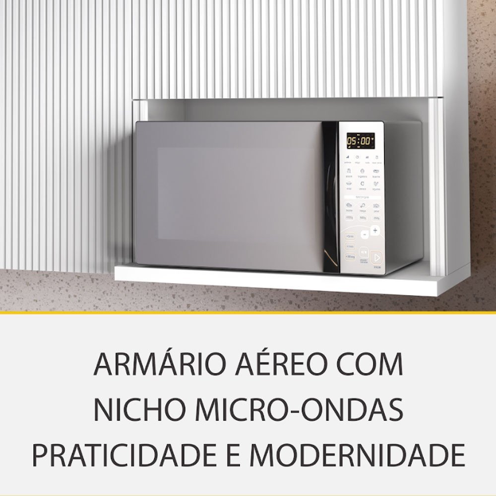 Cozinha Rainha com 4 Peças 4 Portas 5 Gavetas Ripado em Mdf 190cm de Largura Nesher - 11