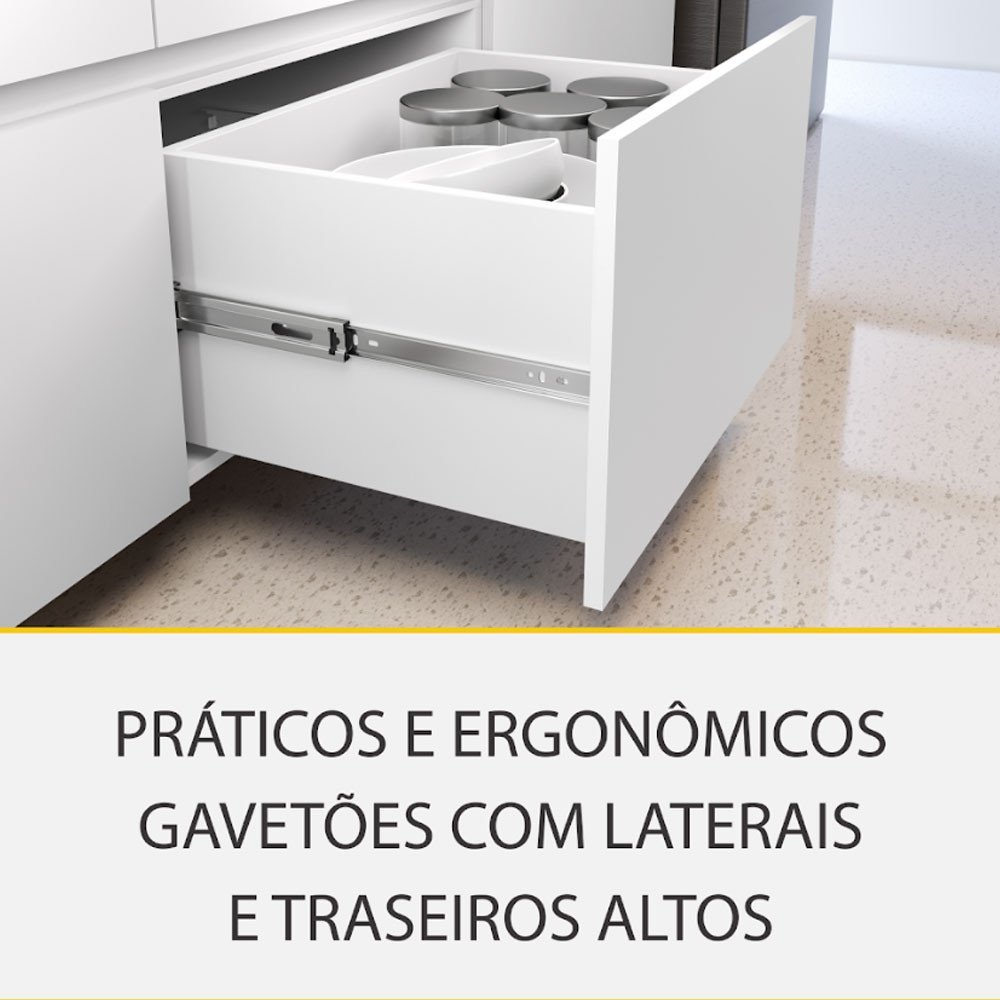 Cozinha Rainha com 4 Peças 4 Portas 5 Gavetas Ripado em Mdf 190cm de Largura Nesher - 10