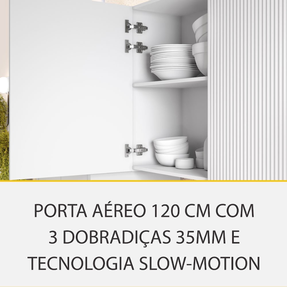 Cozinha Rainha com 4 Peças 4 Portas 5 Gavetas Ripado em Mdf 190cm de Largura Nesher - 6