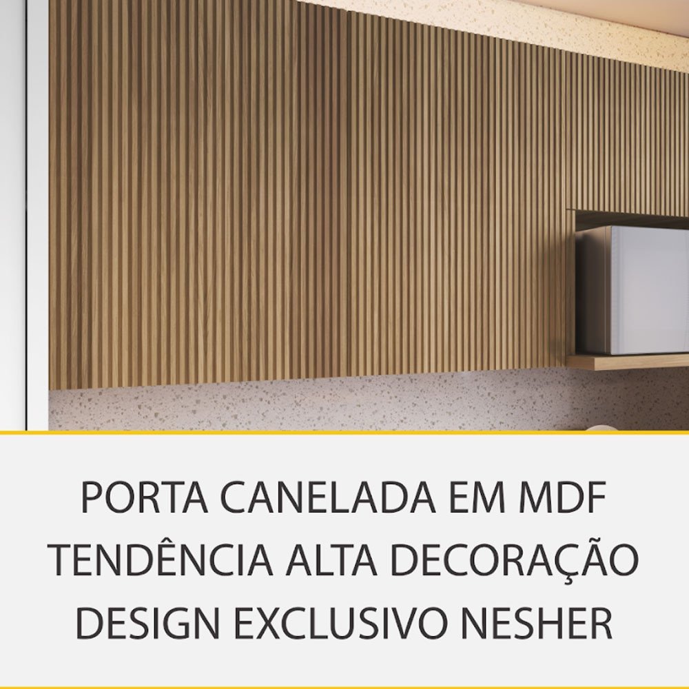 Cozinha Rainha com 4 Peças 4 Portas 5 Gavetas Ripado em Mdf 190cm de Largura Nesher - 5