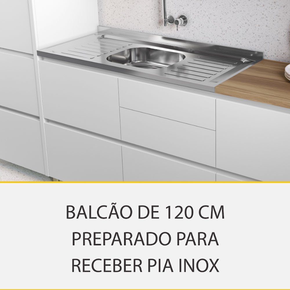 Cozinha Rainha com 4 Peças 4 Portas 5 Gavetas Ripado em Mdf 190cm de Largura Nesher - 13