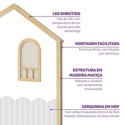 Moldura com Led e Janelinha em Madeira Maciça para Quarto Infantil New Garden Casatema - 6