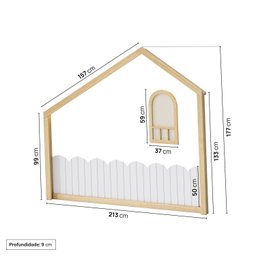 Moldura com Led e Janelinha em Madeira Maciça para Quarto Infantil New Garden Casatema - 3
