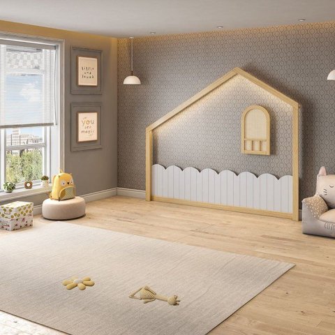 Moldura para Quarto Infantil LED e Janelinha em Madeira Maciça New Garden Casatema MadeiraOriginals