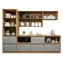 Ver imagem 5 de Cozinha Completa Modulada 5 Peças 8 Portas 6 Gavetas com Rodapé Norten Marrom/Verde/Nature