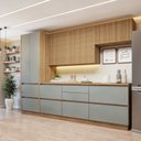 Ver imagem 1 de Cozinha Completa Modulada 5 Peças 8 Portas 6 Gavetas com Rodapé Norten Marrom/Verde/Nature