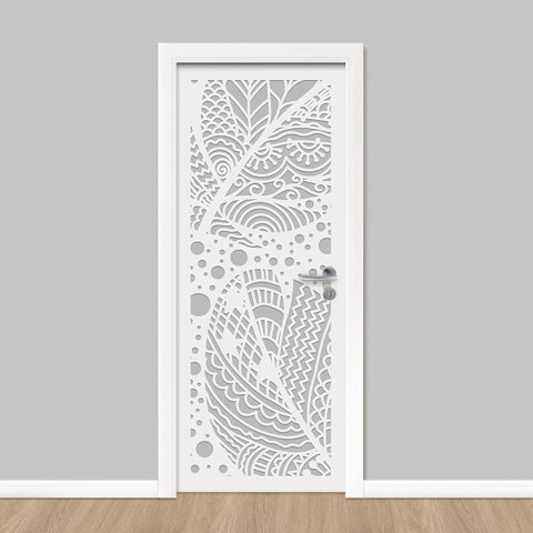 Adesivo de Porta - Relevo Floral 4 Dekalque 93x213