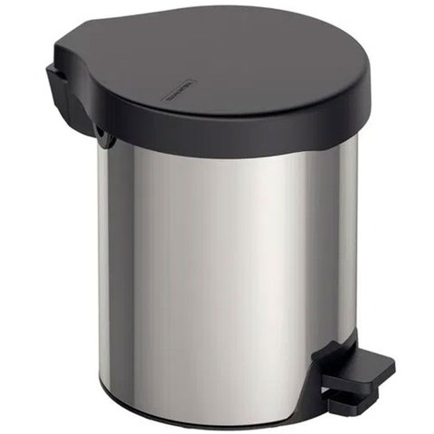 Lixeira com Pedal 5l Tramontina em Aço Inox com Acabamento Polido e Tampa Plástica Preta