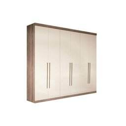 Guarda Roupa Casal 6 Portas e 4 Gavetas Versalhes Castanha/Off White - Santos Andirá - 1
