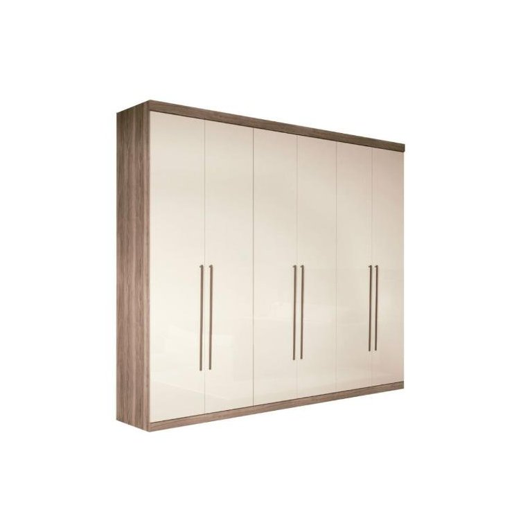 Guarda Roupa Casal 6 Portas e 4 Gavetas Versalhes Castanha/Off White - Santos Andirá