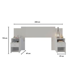 Cabeceira Extensível Cama Solteiro, Casal e Queen com Mesa de Cabeceira Maceió Poliman Móveis - 2