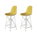 Ver imagem 1 de Kit 2 Banquetas Bistrô Alta Eames Amarela Base Ferro Branco - Cor: Amarelo