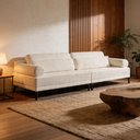 Ver imagem 2 de Sofá 3 Lugares para Sala Living Pés Metálicos 234cm Mondo K01 Bouclê Creme - Lyam Decor